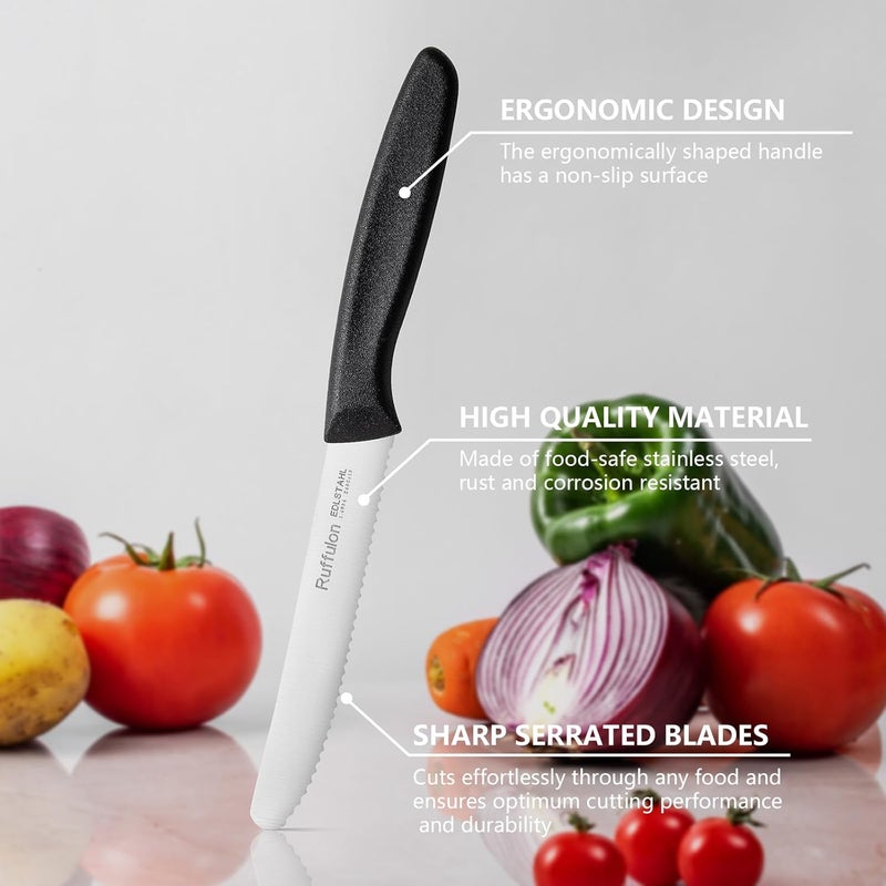 Ruffulon Vegetable and fruit knife set of six, high carbon stainless steel paring knife with ergonomic PP plastic handle, sharp, super sharp kitchen knife set. - Image 3